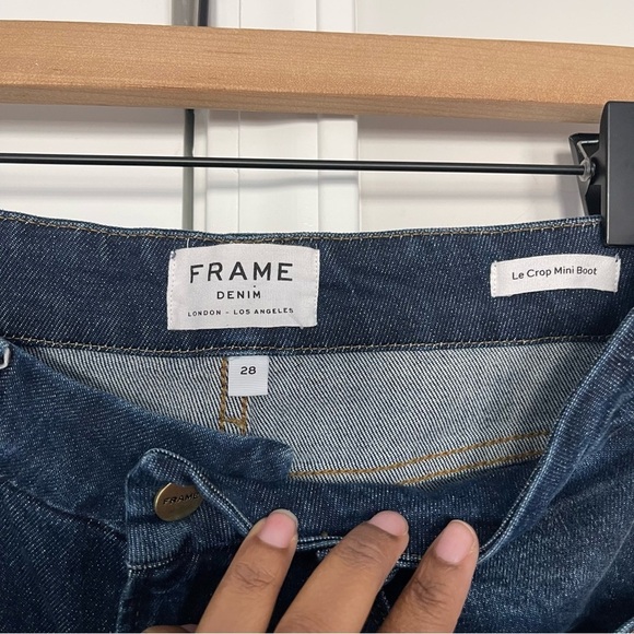 Frame Le Crop Mini Boot Cut Shredded Raw Hem Jeans Bayberry - Picture 10 of 10